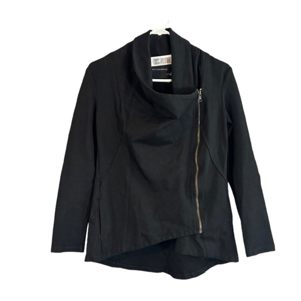 Olivaceous Black Asymmetrical Zipper Basic Jacket… - image 2